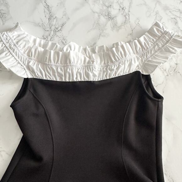 Maeve Off-The-Shoulder Hourglass Tuxedo Top women’s size small NEW black/white - Picture 7 of 8